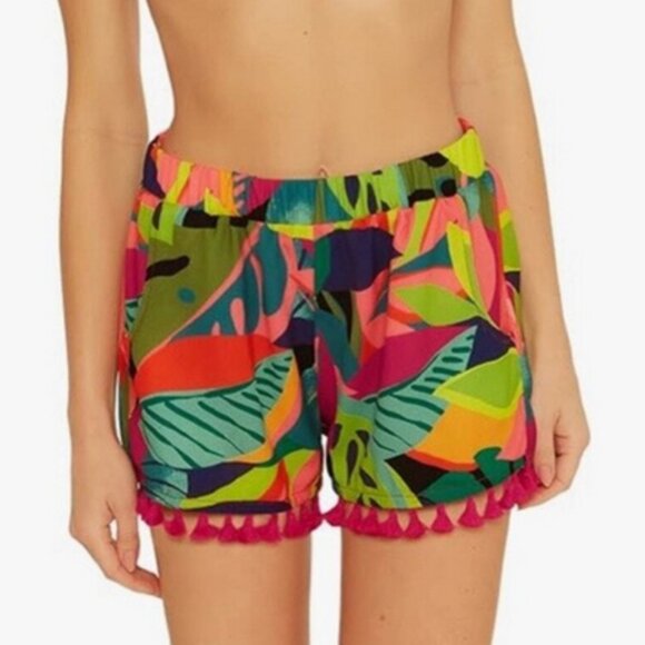 Trina Turk Rainforest Fringe Cover Up Shorts NWT - Picture 1 of 12